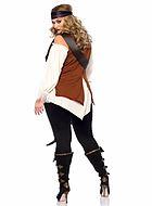 Piratenkapitänin Blackheart (Frau), Kostüm-Top und Leggings, Schnürung, Cold Shoulder, XL bis 4XL